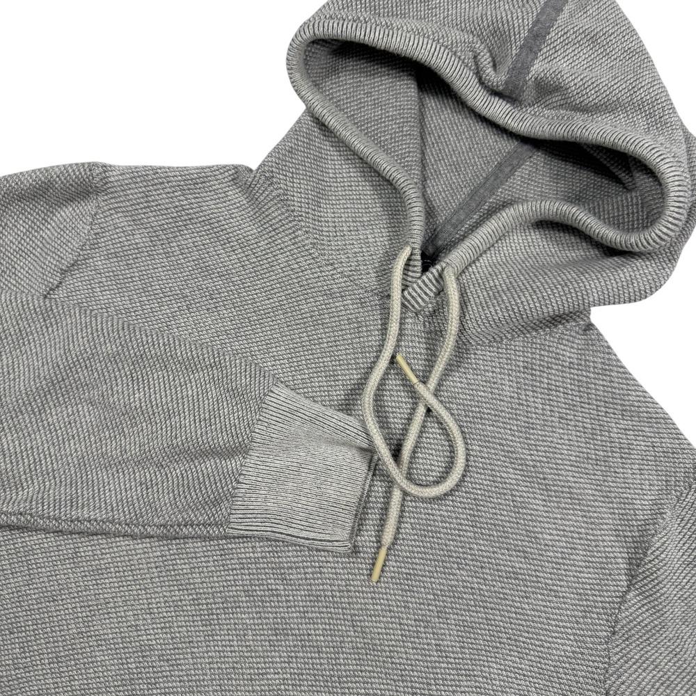 Gap‎ Mens Gray Textured Knit Pullover Hoodie Sweatshirt Size Medium 100% Cotton